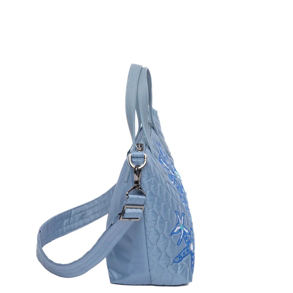 Lug Sprinkler Crossbody Bag Metallic Silver Patriotic Embroidery NWT - Picture 9 of 16